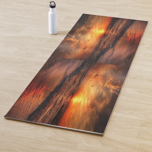 Zonsondergang op het strand yogamat (In situ)