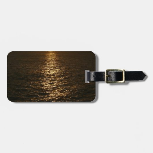 Zonsondergang op het water Abstracte Oceaan Fotogr Bagagelabel (Voorkant horizontaal)