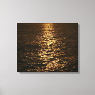 Zonsondergang op het water Abstracte Oceaan Fotogr Canvas Afdruk