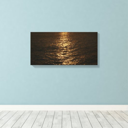 Zonsondergang op het water Abstracte Oceaan Fotogr Canvas Afdruk (Insitu (Houten vloer))