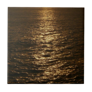 Zonsondergang op het water Abstracte Oceaan Fotogr Tegeltje