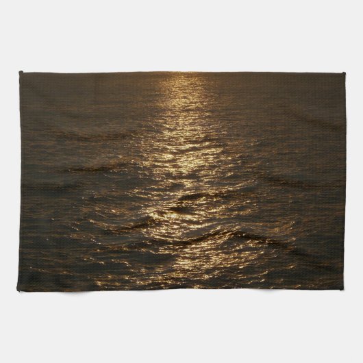 Zonsondergang op het water Abstracte Oceaan Fotogr Theedoek (Horizontaal)