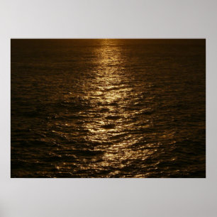 Zonsondergang op het water Abstracte Oceaanfotogra Poster