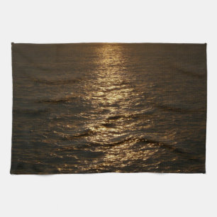 Zonsondergang op het Water Abstracte Oceaanfotogra Theedoek