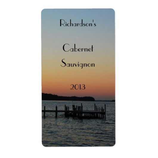 Zonsondergang op het Water wijn label (Voorkant)