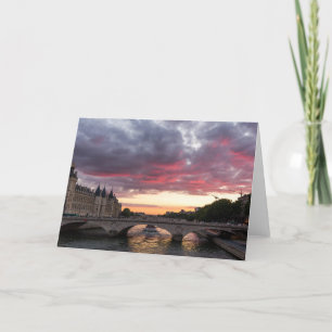 Zonsondergang op het Wenskaart van de Rivier van Kaart