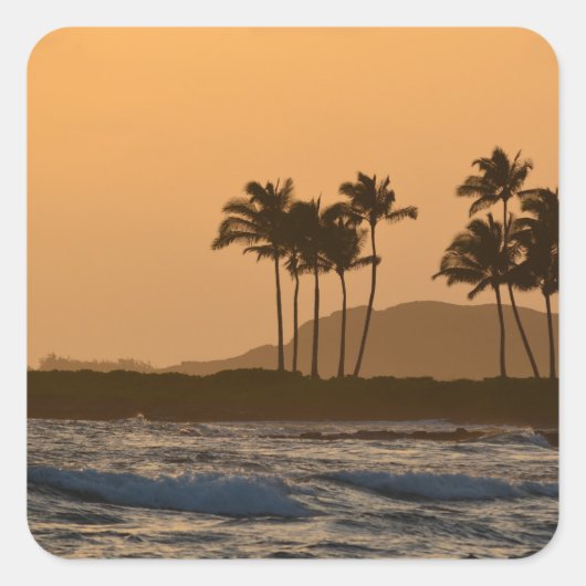 Zonsondergang op Kauai Vierkante Sticker (Voorkant)
