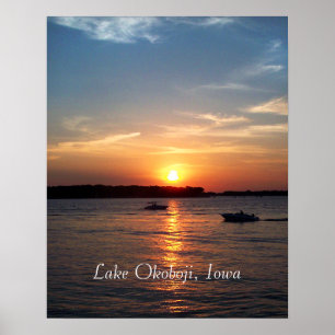 Zonsondergang op Lake Okoboji, Iowa Poster