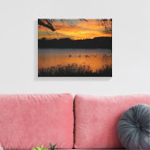 Zonsondergang op Lake Wrapped Canvas (Insitu (Woonkamer))