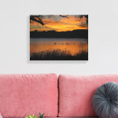 Zonsondergang op Lake Wrapped Canvas (Insitu (Woonkamer))
