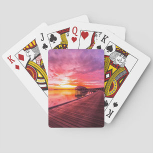 Zonsondergang op Malediven-eiland Water Villas R Pokerkaarten
