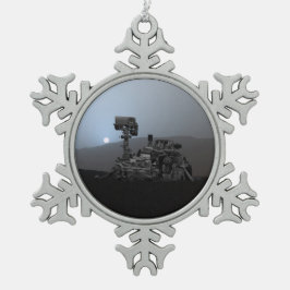 Zonsondergang op Mars Curiosity Rover Tin Sneeuwvlok Ornament