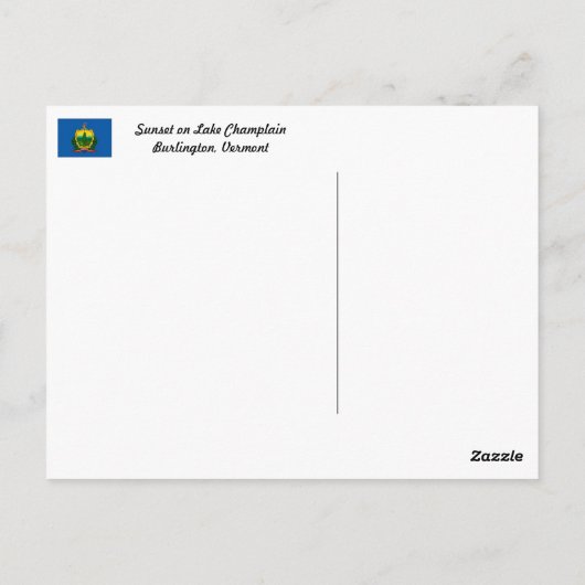 Zonsondergang op Meer Champlain Burlington Vermont Briefkaart (Achterkant)