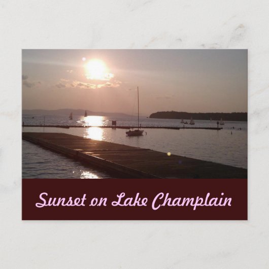 Zonsondergang op Meer Champlain Burlington Vermont Briefkaart (Voorkant)