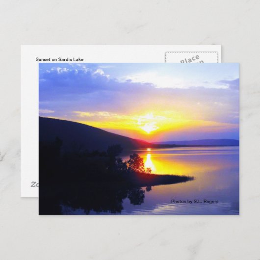 Zonsondergang op Meer Sardis Briefkaart (Voorkant / Achterkant)