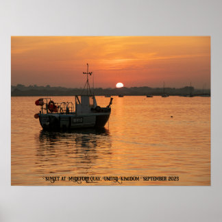 Zonsondergang op Mudeford Quay, Verenigd Koninkrij Poster