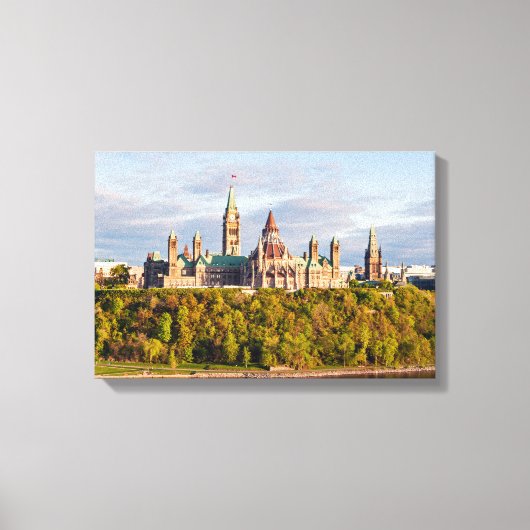 Zonsondergang op Parliament Hill - Ottawa Canvas Afdruk (Voorkant)