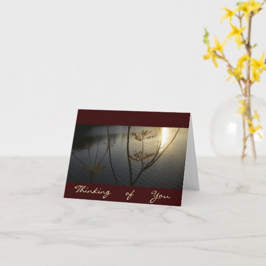 Zonsondergang op Ripples/Thinking-of-You Kaart (Gele Bloem)