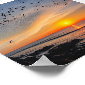 Zonsondergang op rotsen poster (Hoek)