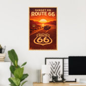 Zonsondergang op Route 66 Litho Poster (Thuiskantoor)