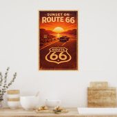 Zonsondergang op Route 66 Litho Poster (Keuken)
