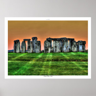 Zonsondergang op Stonehenge Standing Stones Engela Poster