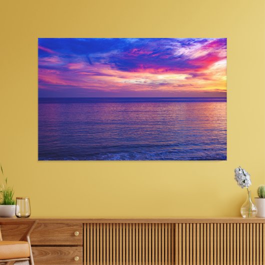 zonsondergang op strand 2 omwikkeld doek canvas afdruk (Insitu (Woonkamer))