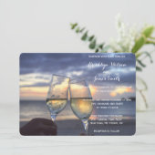 Zonsondergang op strand bruiloft kaart (Staand voorkant)