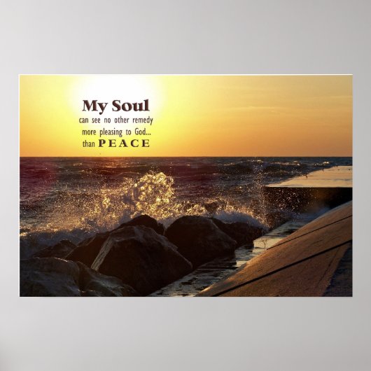 Zonsondergang Op Strand Rotsen Citaat Poster (Voorkant)