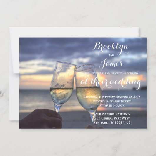 Zonsondergang op strand trouwkaartjes magneten (Voorkant)