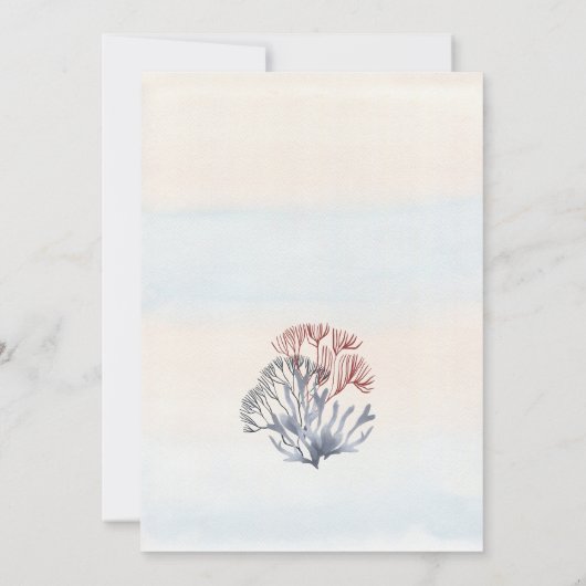 zonsondergang op strandbestemming bruiloft koraal kaart (Achterkant)