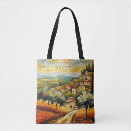 Zonsondergang op Toscane Valley Painting Italië Re Tote Bag