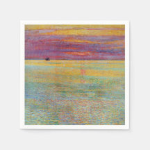 Zonsondergang op zee (door Childe Hassam)