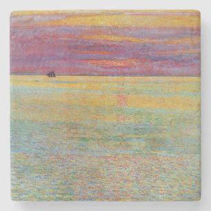 Zonsondergang op zee (door Childe Hassam) Stenen Onderzetter