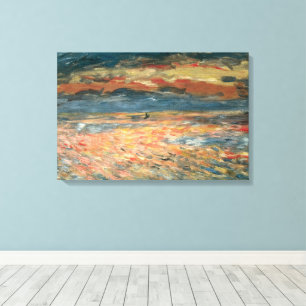 Zonsondergang op Zee door Pierre Renoir, Vintage F Canvas Afdruk