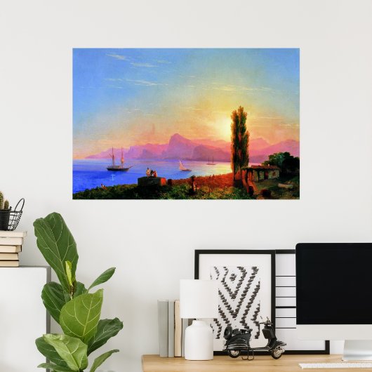 Zonsondergang op zee, fijn kunstwerk van Ivan Aiva Poster (Thuiskantoor)