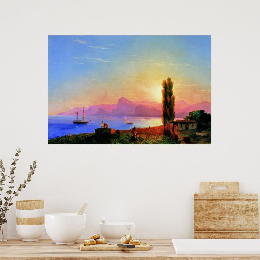 Zonsondergang op zee, fijn kunstwerk van Ivan Aiva Poster (Keuken)
