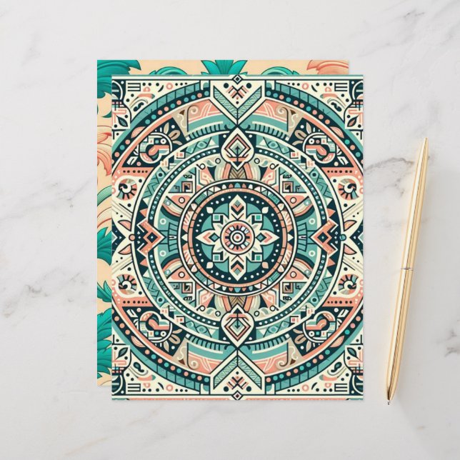 Zonsondergang op Zee Patterned Scrapbook Papier (Voorkant / Achterkant in situ)