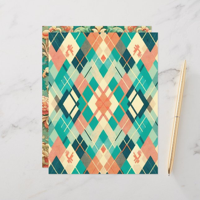 Zonsondergang op Zee Patterned Scrapbook Papier (Voorkant / Achterkant in situ)