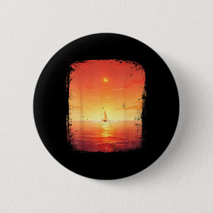 Zonsondergang op zee Zeilboot Strand En Zonsonderg Ronde Button 5,7 Cm