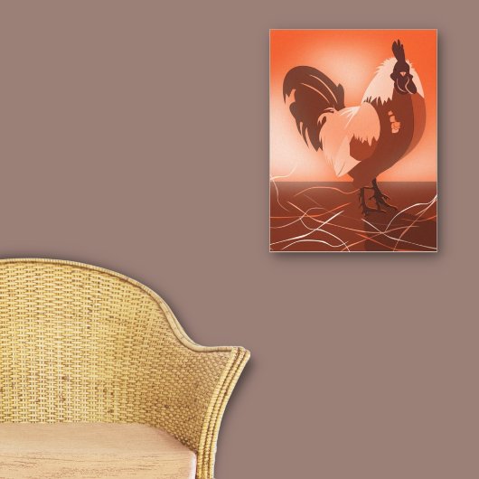 Zonsondergang-oranje Haan Boerderij Dier Canvas Afdruk