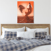 Zonsondergang-oranje Haan Boerderij Dier Canvas Afdruk (Insitu (Slaapkamer))