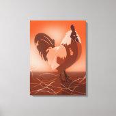 Zonsondergang-oranje Haan Boerderij Dier Canvas Afdruk (Voorkant)