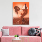 Zonsondergang-oranje Haan Boerderij Dier Canvas Afdruk (Insitu (Woonkamer))