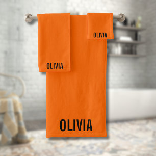 Zonsondergang Oranje Moderne Naam Trendy minimal Bad Handdoek