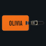 Zonsondergang Oranje Moderne Naam | Trendy minimal Bagagelabel<br><div class="desc">Neon Sunset Sinaasappel | Persoonlijke naam,  achternaam | Modern en Elegant | Klassiek ontwerp | Trendy kleur | Stijlvol en Mode | Minimalistisch | Nieuwigheid</div>