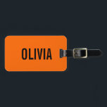 Zonsondergang Oranje Moderne Naam | Trendy minimal Bagagelabel<br><div class="desc">Neon Sunset Sinaasappel | Persoonlijke naam,  achternaam | Modern en Elegant | Klassiek ontwerp | Trendy kleur | Stijlvol en Mode | Minimalistisch | Nieuwigheid</div>