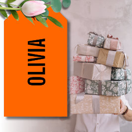 Zonsondergang Oranje Moderne Naam | Trendy minimal Cadeaulabel