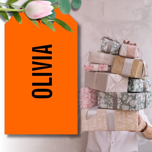 Zonsondergang Oranje Moderne Naam | Trendy minimal Cadeaulabel