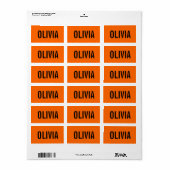 Zonsondergang Oranje Moderne Naam | Trendy minimal Etiket (Full Sheet)